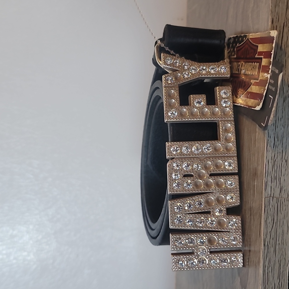 🧡💛3/$99🧡💛Harley Davidson Velocity Rhinestone Black Genuine Leather Belt